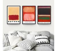 GOSRD Famosi dipinti murali astratti di Mark Rothko su tela, poster e stampe, decorazione moderna nordica per soggiorno e casa (50x75 cm, 3 pezzi)