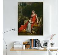 GOSRD Francois Gerard《Elisa Bonaparte con la figlia Baciocchi》Stampe su tela, pittura a olio, sfondo da parete, decorazione (70x110 cm/senza cornice)