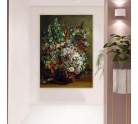 GOSRD Gustave Courbet《Mazzo di fiori in un vaso》Stampe su tela, pittura a olio, opera d'arte, quadro, sfondo, decorazione per la casa (60x80 cm/senza cornice)