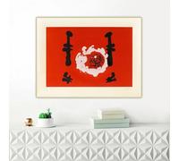 GOSRD Joan Miro《L'invenzione del fuoco》Stampe su tela astratte, pittura a olio, poster artistico, quadro da appendere, decorazione per la casa, soggiorno (40x55cmx1/cornice interna)