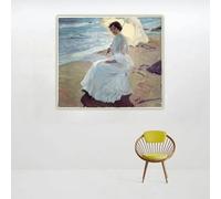 GOSRD Joaquin Sorolla《Clotilde sulla spiaggia》Stampe su tela, pittura a olio, poster, quadro, sfondo, decorazione per la casa (50x50 cm)