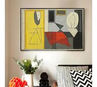 GOSRD Picasso Linea Astratta Geometria Tela Dipinto Arte da Parete Retrò per Soggiorno Famoso Poster e Stampa Decorazione per la Casa (50x70cm/Senza Cornice)