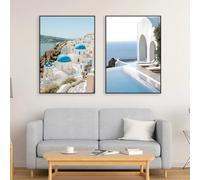 GOSRD Poster da parete vintage, stampe di paesaggi mediterranei, stampe di Santorini, isole greche, dipinti su tela, viaggi costieri (60x85 cm - 2 pezzi)