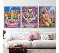 GOSRD Poster di Shiva Parvati, dipinto su tela, arte religiosa indiana, Vishnu, quadro da parete stampato, decorazione per la casa, soggiorno (35x50 cm, 3 pezzi)