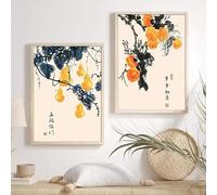 GOSRD Poster e stampe di fiori in stile cinese su tela, quadri HD, decorazioni murali per soggiorno, ufficio, casa (60x90 cm, 2 pezzi)