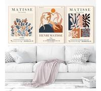 GOSRD Quadri su tela astratti con piante, stampe di Matisse, poster, fiori, donna, viso, quadri moderni nordici per la decorazione della parete del soggiorno (35x50 cm - 3 pezzi)