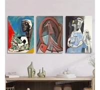 GOSRD Stampa su tela vintage, dipinto artistico Pablo Picasso, figura di donna astratta e moderna, emozionante, per la decorazione della stanza (60x80 cm, 3 pezzi)