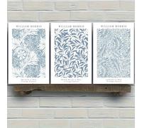 GOSRD Stampe eleganti su tela con motivi floreali e foglie di William Morris, per soggiorno, ufficio, casa, decorazione (60x90 cm - 3 pezzi)
