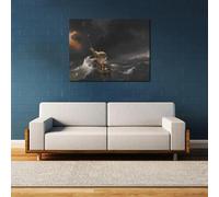 GOSRD Stampe su tela con dipinti a olio su tela con paesaggio marino Rembrandt van Rijn Calma la tempesta Opera d'arte classica per l'arredamento del soggiorno 30x45 cm senza cornice