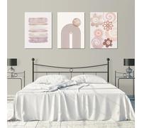 GOSRD Stampe su tela con fiori rosa, poster artistico, geometria astratta, linea, margherita, dipinto murale per camera da letto, soggiorno, decorazione per ragazza (30x50 cm - 3 pezzi)