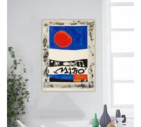 GOSRD Stampe su tela Joan Miro《Exposition d'oeuvres récentes》Surrealismo Arte Pittura a olio Immagine Sfondo Muro Decorazione per la casa (60x90cm/cornice interna)