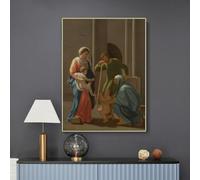 GOSRD Stampe su tela Nicolas Poussin《La famiglia con Elisabetta e Giovanni Battista》Pittura a olio Decorazione murale Decorazione per la casa (50x75 cm)
