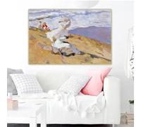 GOSRD Stampe su tela, pittura a olio artistica di Joaquin Sorolla《Catturare l'attimo》, poster, quadro, sfondo, decorazione per la casa (40x60 cm/cornice interna)