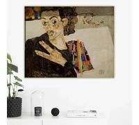 GOSRD Stampe su tela, pittura a olio artistica Egon Schiele《Autoritratto 1911》, opera d'arte, poster, quadro, decorazione da parete per la casa e il soggiorno (60x90CMx1/cornice interna)