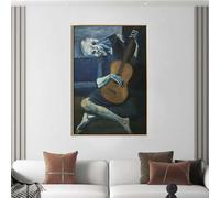 GOSRD Vecchio chitarrista cieco di Pablo Picasso Stampe su tela Riproduzione di pittura a olio da parete per sala da pranzo Decorazione della casa 80x120CM Senza cornice