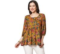 GoSriKi Camicia da donna | Camicia da donna | Camicia da donna | Camicia regular fit | Camicie formali da donna|Camicie western da donna | Camicie eleganti da donna|Camicie stampate., giallo, 46