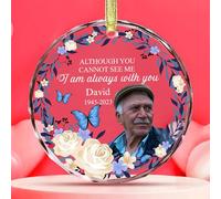GOSSBY Ornamento personalizzato personalizzato anche se non puoi vedermi. I Am Always with You Foto personalizzata, cerchio in acrilico, ornamento natalizio, regalo commemorativo per familiari e amici