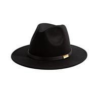 Gossifan Cappelli Fedora da Uomo a Tesa Larga Cappello Panama con Cintura Classica-A Cintura Nero