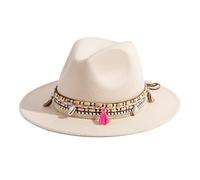Gossifan Cappello Fedora in Feltro da Donna a Tesa Larga con Pompon, Riso., M