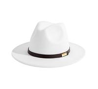 Gossifan - Cappello Modello Fedora, Panama da Uomo a Tesa Larga con Cinta Classica, Bianco, 7 1/8/7 1/4