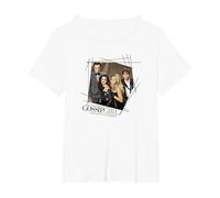 Gossip Girl Line Border Maglietta, Donna Plus-Size, Bianco, 4X
