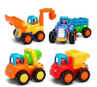 GoStock Auto Giocattoli Spingi e Vai in Auto Giocattoli di Veicoli di Costruzione Camion per Bambini Regalo per Bambino 1 2 3 Anni (Set di 4 elementi - Trattore, Bulldozer, Camion Betoniera, Dumper)