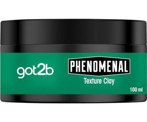 got2b Phenomenal Texture Clay Halt 5 (100 ml), cera per capelli da uomo, dona uno stile fenomenale, opaco, adatto per capelli più corti, formula vegana