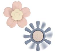 GOTDYBST Giocattolo a ventosa in silicone per bambini: 2 pezzi a ventosa, giocattolo girevole per vasca da bagno, fidget spinner, aereo per bambini, per tavolo, bagno, finestra, seggiolone, viaggio