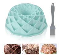 GOTDYBST Gugelhupf - Stampo in silicone con pennello, diametro 23 cm, adatto per torte, gelatina, pane (blu morandi)