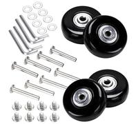 Gotetiso 4 Pezzi Ruote Trolley Ricambio Nero Ruote per Valigia Ruote di Ricambio Ruote di Ricambio in Gomma per Bagagli Ruote Valigia di Ricambio Bagagli Sostitutive Trolley Universale 50x18mm