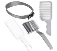 Gotetiso 4 Pezzi Sfumatura Capelli Uomo Set Pettine Capelli Pettine da Parrucchiere Nastro Curvo in Silicone Regolabile Pettine di Posizionamento Curvo Accessori Barb per Tagli di Capelli Domestici