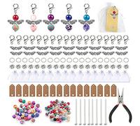 Gotetiso Angelo di Perle Set di 30 Angelo Custode Ciondolo Portachiavi Angelo Set Portachiavi Angelo Bomboniere Ali Angelo Angelo Ali Perline Metallo Angeli Custodi Fai da Te con Pinze