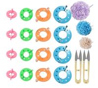 Gotetiso kit Pon Pon 16 Pezzi Pon Pon Maker Pompom Bobble Maker per Wool Yarn Knitting Fluff Ball Weaver Craft Knitting Telaio per Realizzare Pompon 4 Misure Fai Da Te Pompoms Artigianato con Scissors