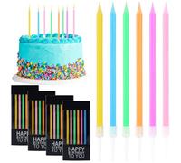 GOTFUN 24 Candele Di Compleanno Con Supporti, Lunghe Candele Di Compleanno Colorate Per Torta Di Compleanno Baby Shower Matrimonio L aurea,Anniversario Festa Decorazione Per Bambini Adulti