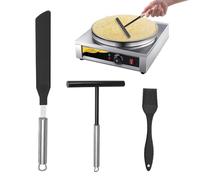 GOTFUN 3 Pezzi Crepes Distributore e Spatola per Crepe, Spatola Crepes in Acciaio Inox, Stendi Crepes con Spazzola in Silicone, Strumenti per Crepes per Fare per Pancake