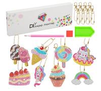 GOTFUN 5D DIY Pittura Diamante Portachiavi, Gelato Diamond Painting Bambini, Diamante Painting Kit per Ragazze Dai 6 ai 12 Anni