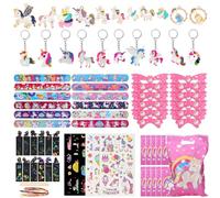 GOTFUN 72 pezzi unicorno, decorazione di compleanno per bambini, regalo per ragazze, unicorno, regalo per feste per bambini, portachiavi, braccialetti per tatuaggi per bambini dai 3 ai 12 anni