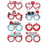 GotGala 8 pezzi Nuring Occhiali da vista Infermiera Laurea Decorazioni per Feste RN Congratulazioni Grad Occhiali per Infermiera 2024 Laurea Infermieristica Festival Decorazioni per Feste Foto Prop