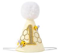 GotGala Cappello d'ape per il 1° compleanno, motivo: api con corona per il 1° compleanno, Happy Bee Day, cappello di compleanno, bumble, decorazione per la prima festa di compleanno