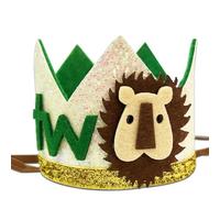 GotGala Jungle Safari Corona per il 2° compleanno per ragazzi a tema leone corona 2° compleanno due cappello di compleanno selvaggio per ragazzi decorazione per il 2° compleanno