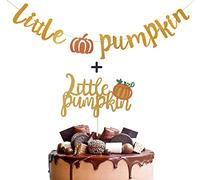GotGala Little Pumpkin Banner Gold Glitter ghirlanda con piccola zucca topper per feste di compleanno per bambini, decorazione autunno giorno del Ringraziamento, piccola zucca baby shower decorazioni