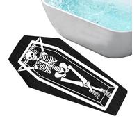 Goth Bath Mat - Gothic Coffin Floor Mat, 100x40cm Crystal Velvet Rug, Spooky 39.37x15.75in Design Lightweight 400g | Horror Skeleton Coffin Bathroom Rug For Halloween Gothic Bathroom Living Room Entry