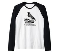 Goth Emo Black Quoth The Raven Nevermore Maglia con Maniche Raglan