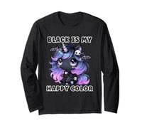 Goth Girl Black is My Happy Color Gothic Unicorn Emo Girl Maglia a Manica