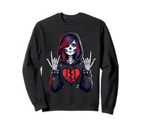Goth Girl Scheletro Cuore Spezzato Horror Creepy Gothic Art Felpa