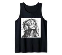 Goth Girl Zombie Emo Gothic Ragazza con Le Cuffie Canotta