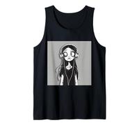 Goth Girl Zombie Emo Gothic Ragazza con Le Cuffie Canotta