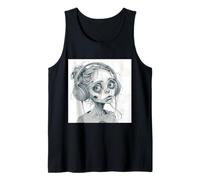 Goth Girl Zombie Emo Gothic Ragazza con Le Cuffie Canotta