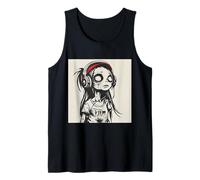 Goth Girl Zombie Emo Gothic Ragazza con Le Cuffie Canotta