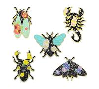 Goth Halloween - Set di perni smaltati con fantasma, gatto nero, falena, strega, serpente horror, scheletro per risvolti, normale, Metallo non prezioso